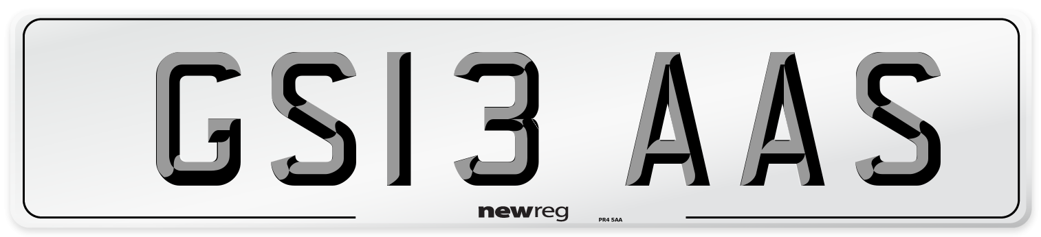 GS13 AAS Number Plate from New Reg